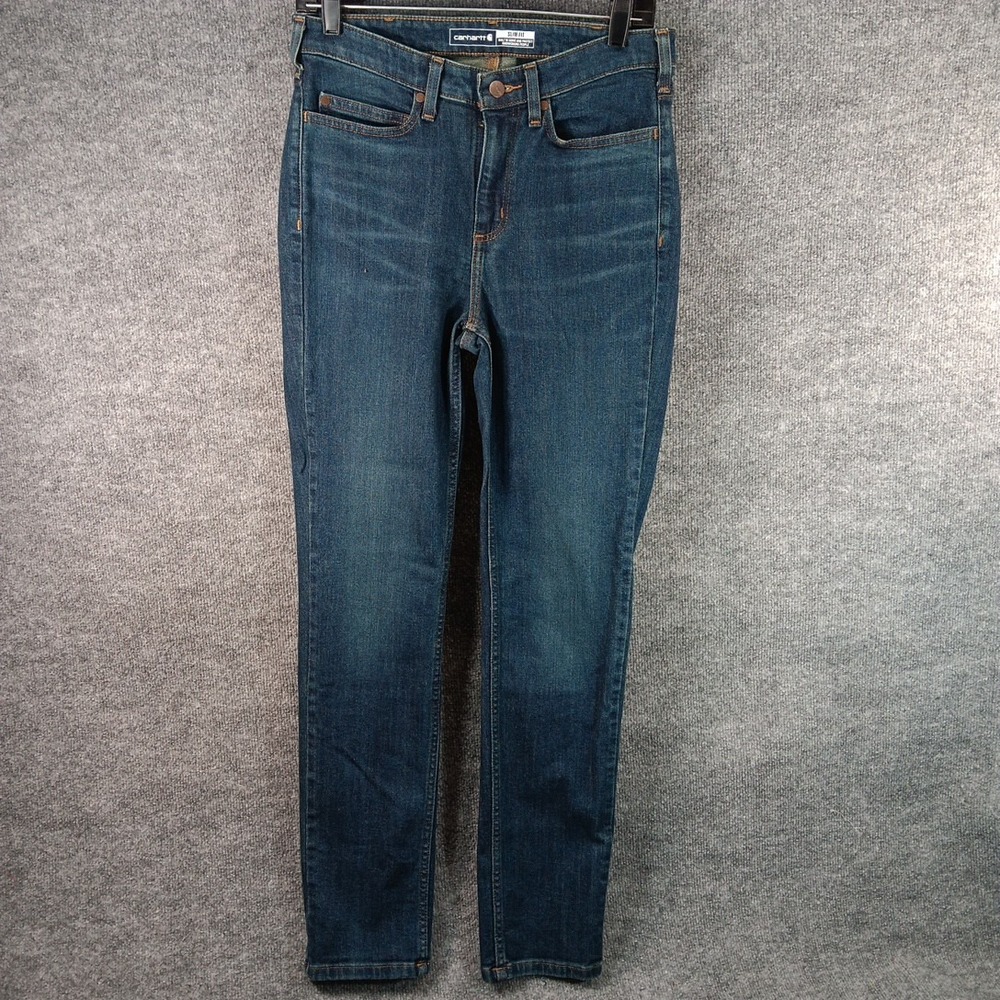 Carhartt Denim Slim Fit Jeans Outdoor Work Job 5 - Pockets Women's Tall Size 8